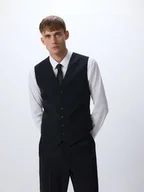 Kurtki męskie - Reserved - Jednorzędowa kamizelka z wełną - czarny - miniaturka - grafika 1