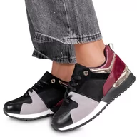 Sneakersy damskie - Buty Damskie Sneakersy Skórzane Modena Czarne 38 - miniaturka - grafika 1