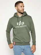 Bluzy męskie - Alpha Industries Bluza Basic 178312 Zielony Regular Fit - miniaturka - grafika 1