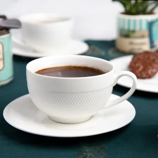 Florina Filiżanka Do Kawy I Herbaty Porcelanowa Ze Spodkiem Cortina Biała 220 Ml - Filiżanki - miniaturka - grafika 3