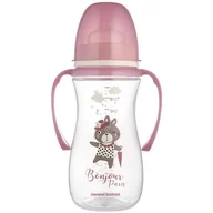 Butelki dla niemowląt - Butelka Antykolkowa Z Uchwytem 300 Ml Bonjour Paris Różowa Canpol Babies - miniaturka - grafika 1