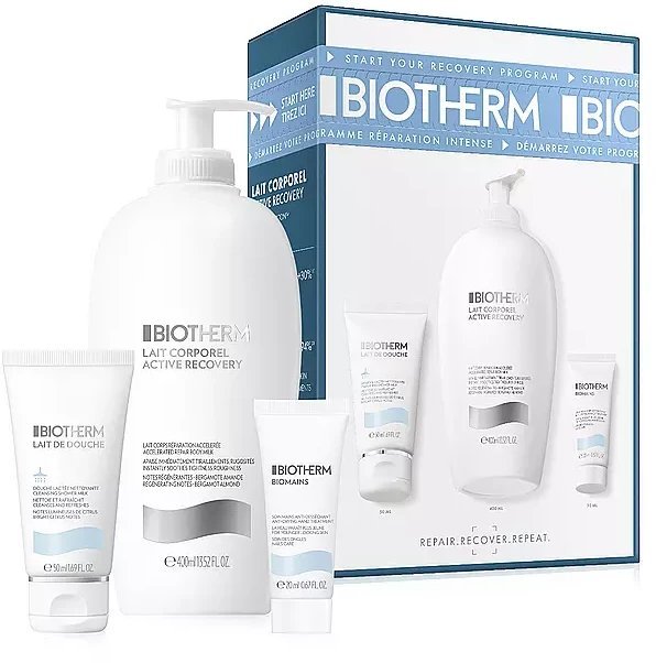 BIOTHERM SET LAIT CORPOREL ACTIVE RECOVERY BODY LOTION 400 ML + LAIT DE DOUCHE CLEANSING SHOWER MILK 50 ML + BIOMAINS HAND & NAIL TREATMENT 20 ML