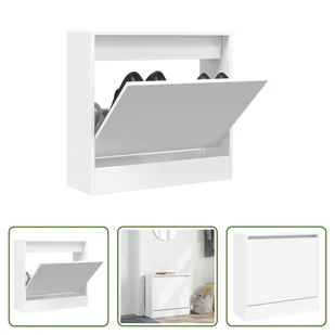 The Living Store Szafka na buty biała 60x21x57 cm Materiał drewnopochodny - Szafki na buty - miniaturka - grafika 1