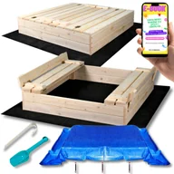 Place zabaw - BESTSELLER Piaskownica Drewniana Zamykana 100 cm Otwory Montażowe PREMIUM ŚWIERK + EBOOK - miniaturka - grafika 1