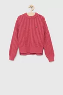 Swetry dla dziewczynek - Tommy Hilfiger sweter bawełniany dziecięcy kolor różowy ciepły - miniaturka - grafika 1