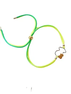 BRANSOLETKA OMBRE ŻÓŁTY NEON MIŚ SZNUREK STAL - Bransoletki - miniaturka - grafika 1