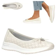 Półbuty damskie - Baleriny Damskie SKÓRZANE FILIPPO Ażurowe Beż sportowe Półbuty Wsuwane 37 - miniaturka - grafika 1