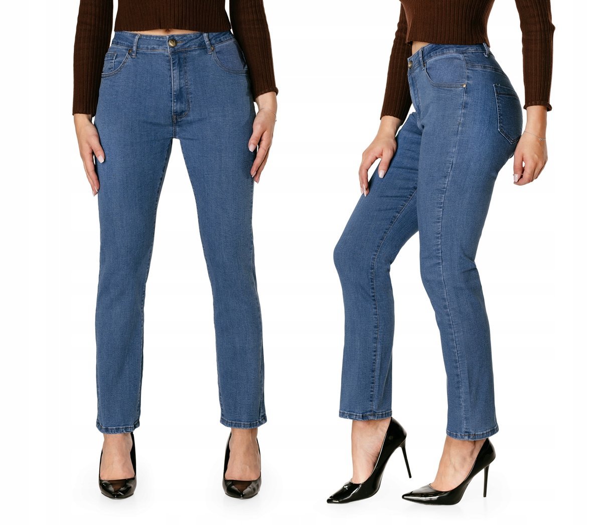 Spodnie Jeansy Damskie Wysoki Stan Dżinsy 0051 W35