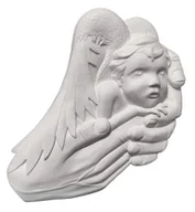 Figurki dekoracyjne - ANIOŁEK Płaskorzeźba FIGURKA ANIOŁ STRÓŻ Dziecko Niemowlę BABY ANGEL - miniaturka - grafika 1