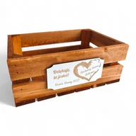 Zestawy upominkowe - Elegancka brązowa skrzynka drewniana z personalizowaną tabliczką na Dzień Matki - miniaturka - grafika 1