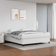 Łóżka - Lumarko Łóżko kontynentalne, białe, 160x200 cm, obite sztuczną skórą - miniaturka - grafika 1