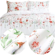 Pościel - Komplet pościeli 200x220 100% NATURALNA BAWEŁNA Elyese Brick biała w kwiaty - miniaturka - grafika 1