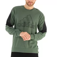 Bluzy sportowe męskie - Bluza adidas M FI BOS Crew HJ9934 - zielona - Adidas - miniaturka - grafika 1