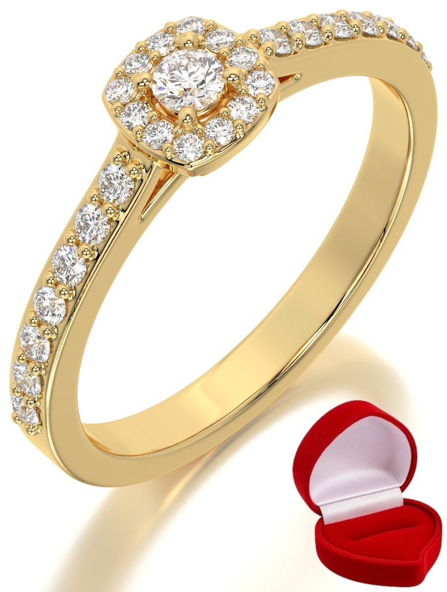 ZŁOTY PIERŚCIONEK ZARĘCZYNOWY 585 14k DIAMENT LAB BRYLANT 0,06 ct R17