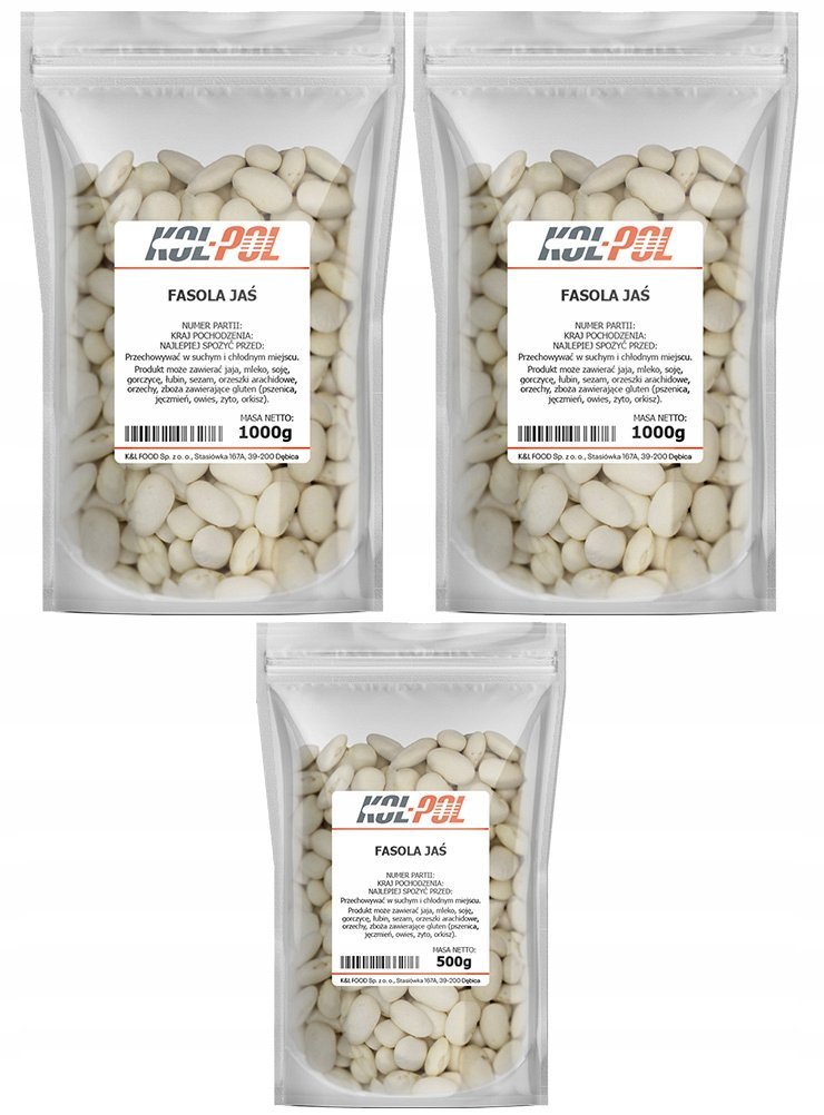 FASOLA JAŚ PIĘKNY 2,5kg Biała fasolka karłowa naturalna jakość Kol-Pol