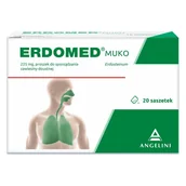 Przeziębienie i grypa - Erdomed Muko 225 mg, lek na kaszel mokry i zatkane zatoki, proszek do sporządzania zawiesiny doustnej, 20 saszetek - miniaturka - grafika 1