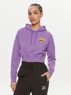 Bluzy damskie - Puma Bluza For The Fanbase 624346 Fioletowy Relaxed Fit - miniaturka - grafika 1
