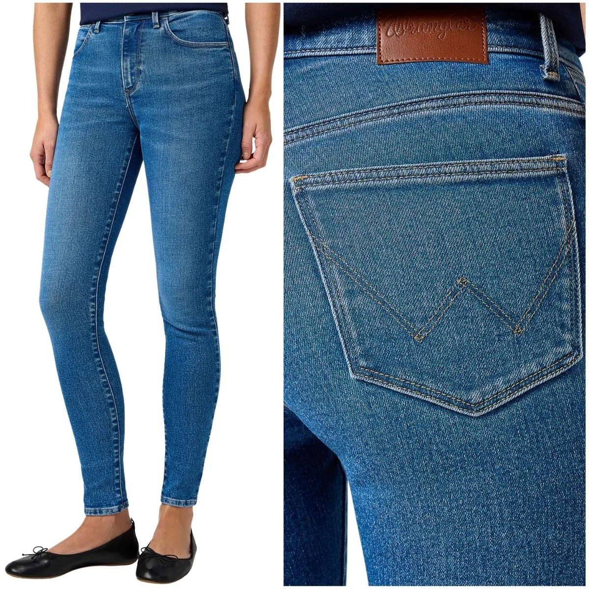 Wrangler High Skinny Urban wysokie damskie spodnie jeansowe rurki W25 L30