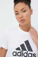 Koszulki sportowe damskie - adidas t-shirt bawełniany damski kolor biały - miniaturka - grafika 1