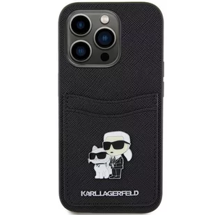 Karl Lagerfeld KLHCP15LSAPKCNPK iPhone 15 Pro 6.1" czarny/black hardcase Saffiano Cardslot Karl&Choupette Metal Pin - Etui i futerały do telefonów - miniaturka - grafika 3