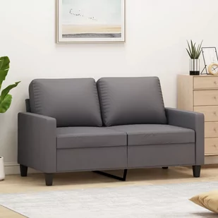 vidaXL 2-osobowa sofa, szary, 120 cm, sztuczna skóra - Sofy i kanapy - miniaturka - grafika 1