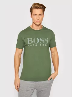 Koszulki męskie - Hugo Boss T-Shirt UV-Protection 50407774 Zielony Regular Fit - grafika 1