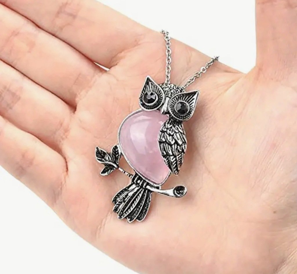 Elegancki Naszyjnik Wisiorek Sowa Różowa Owl Słodki Prezent