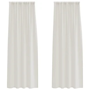 vidaXL Zasłony z zasłonami 2 pcs Kremowy 140 x 245 cm Poliester - Zasłony - miniaturka - grafika 1