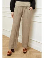 Spodnie damskie - La Compagnie Du Lin Lniane spodnie "Astrid" w kolorze szarobrązowym - miniaturka - grafika 1