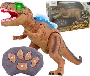 Zdalnie Sterowany Dinozaur Tyranozaur Ryczy Chodzi Brązowy U350B - Zabawki interaktywne dla dzieci - miniaturka - grafika 1