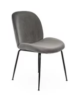 Krzesła - Krzesło do jadalni Dori, black, tapicerowane szare, do toaletki, walurowe - miniaturka - grafika 1