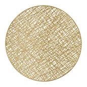 Obrusy i serwetki - Mata stołowa okrągła PVC AM-GLAMOUR 38 cm złota ażur - miniaturka - grafika 1