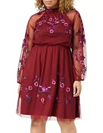 Sukienki - Frock and Frill Damska kwiecista haftowana sukienka na specjalne okazje, bordowa, 14, Burgund, 40 - miniaturka - grafika 1