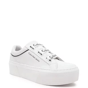 CALVIN KLEIN JEANS Skórzane trampki FLATFORM+ LOW BRANDED LACES - Trampki damskie - miniaturka - grafika 1