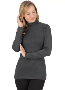 Swetry damskie - Trigema Rollkragen-Shirt, Damski sweter z wysokim kołnierzem, Szary(granu-melanż), XS - grafika 1