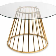 Stoły - Stół Okrągły Szklany Glamour Do Jadalni Salonu Złote Nogi OLIVIER Ø120 - miniaturka - grafika 1