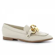Mokasyny damskie - Skórzane mokasyny w kolorze ecru CARINII - Carinii - miniaturka - grafika 1