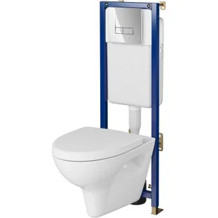Zestaw Cersanit Parva SET B620 miska WC CleanOn wisząca z deską wolnoopadającą i stelaż podtynkowy Tech Line Base z przyciskiem - Stelaże i zestawy podtynkowe do WC - miniaturka - grafika 1