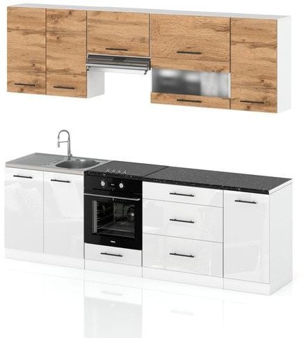 Meble Kuchenne Nowoczesne Kuchnia Marocco Modułowa 2.6m Wotan Biały Połysk