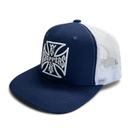Czapki damskie - Czapka z Daszkiem West Coast Choppers OG Cross Flatbill Granatowy/Złamany BiałyOnesize - miniaturka - grafika 1