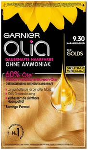 Farba kremowa bez utleniacza Garnier Olia Permanent Coloring 9.30 Caramel Gold 60 ml (3600542408134) - Farby do włosów i szampony koloryzujące - miniaturka - grafika 1