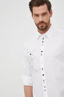 Koszule męskie - Desigual koszula bawełniana męska kolor biały regular z kołnierzykiem klasycznym - grafika 1