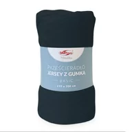 Prześcieradła - Prześcieradło granatowe jersey z gumką BASIC 220x200 - miniaturka - grafika 1