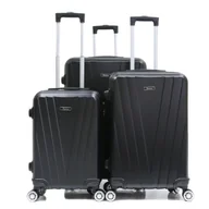 Torby podróżne - Walizka podróżna 3-częściowa z twardą skorupą Zestaw walizek Zestaw bagażu podręcznego Torba podróżna ABS-06 Czarny - miniaturka - grafika 1