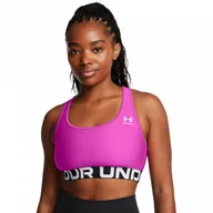 Bielizna sportowa damska - Biustonosz treningowy Under Armour UA Hg Authentics Mid Branded - różowy - UNDER ARMOUR - miniaturka - grafika 1