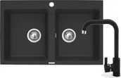 Zlewozmywaki z baterią - ZESTAW PYRAMIS SPARTA (78x50) 2B + SILVIO czarny (nakrapiany) (070053201S) - miniaturka - grafika 1