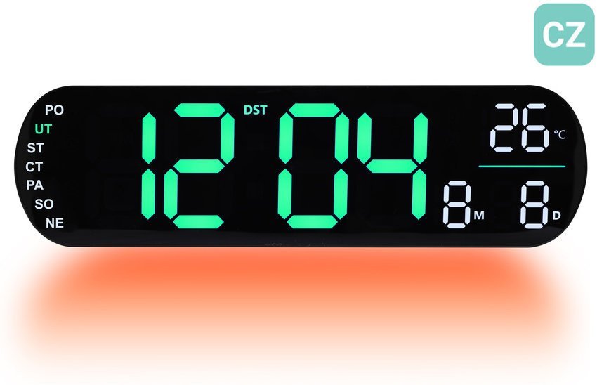 Zegarek JVD Zegar sieciowy LED DH5502.4 cyfry 7,5 cm, termometr, budzik, wersja czeska