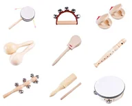 Instrumenty muzyczne dla dzieci - Drewniane Instrumenty Perkusyjne Zestaw Dla Dzieci 9 Instrumentów Prezent - miniaturka - grafika 1