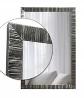 Lustra - Lustro ścienne w drewnianej ramie w srebrne czarne paski 110x40 R3 - miniaturka - grafika 1