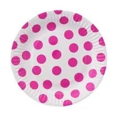 Naczynia i sztućce jednorazowe - GoDan Talerzyki papierowe "Groszki", różowe, 18 cm, 6 szt PF-TGR7 - miniaturka - grafika 1